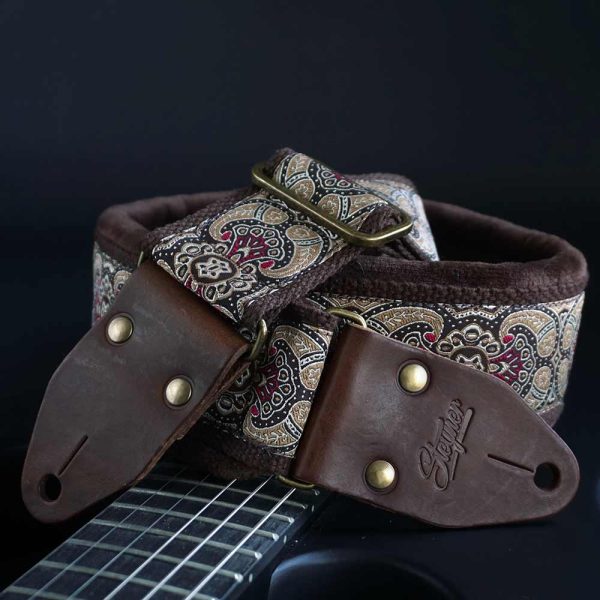 Gepolsterter Gitarrengurt braun - Wüstenlicht (messing-dunkelbraun) Online-Schn?ppchen