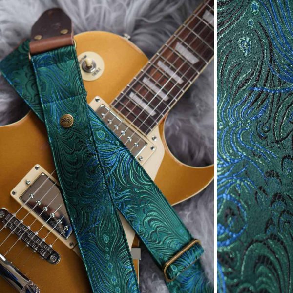 Premium Gitarrengurt grün - Peacock Forest (dunkelbraun-messing) Rabatt – Bild 2