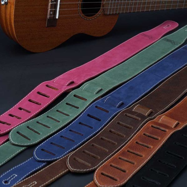 Premium Ukulelengurt Leder - Nubuk (Blau) Online-Verkauf – Bild 2