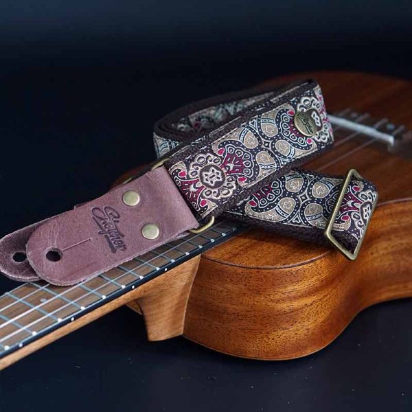 Retro Ukulelengurt - Wüstenlicht - 38 mm (braun-weinrot) Online