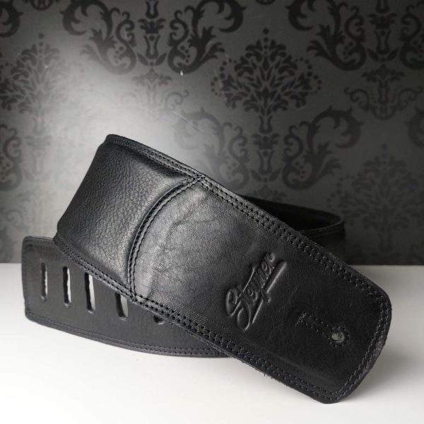 Leder Bassgurt mit Polster | 9 cm |  Grainy Black Deluxe Mode – Bild 2