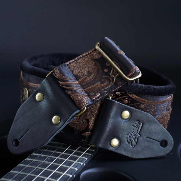 Gepolsterter Gitarrengurt schwarz - Luxury Rose (messing-schwarz) Online-Schn?ppchen