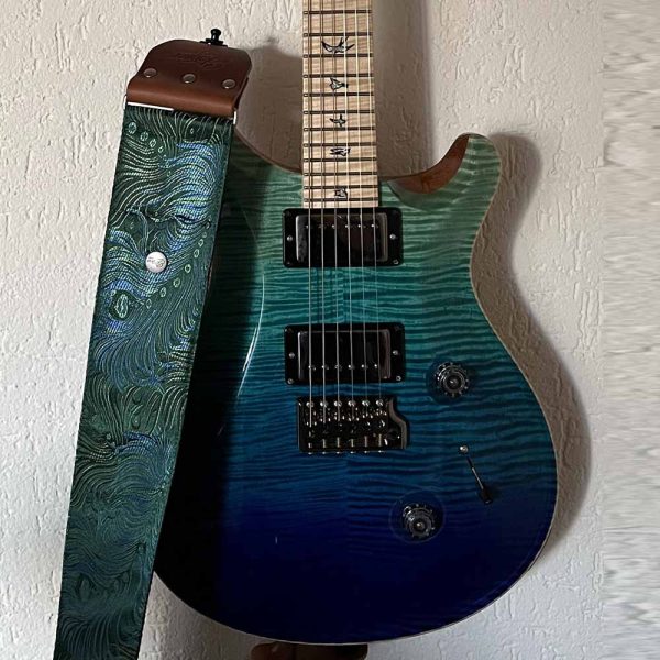 Premium Gitarrengurt grün - Peacock Forest (dunkelbraun-messing) Rabatt – Bild 3