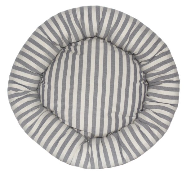 Round Dog Bed Hamptons Grey Blue Angebot