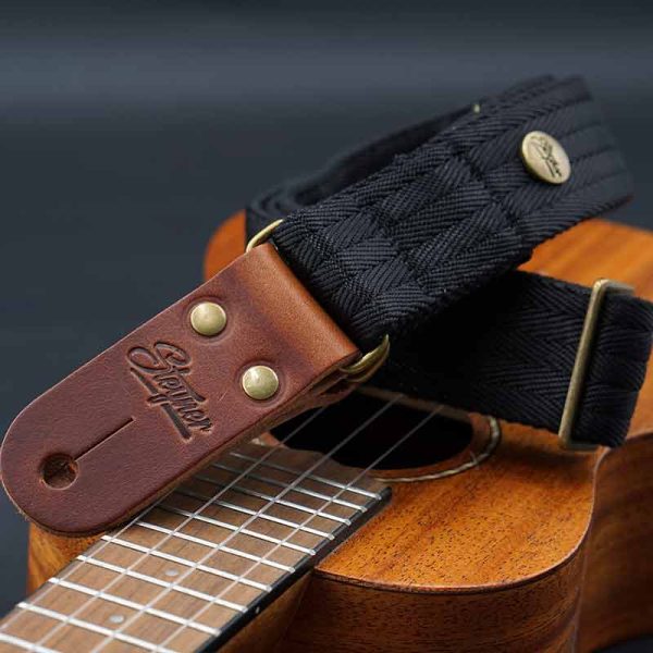 Nylon Ukulelengurt Heavy Hakon - 38 mm (schwarz-messing) Online-Verkauf