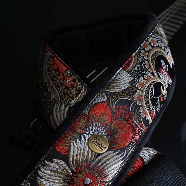 Gepolsterter Gitarrengurt schwarz - Tropical Nights  (messing-schwarz) Online-Verkauf – Bild 2