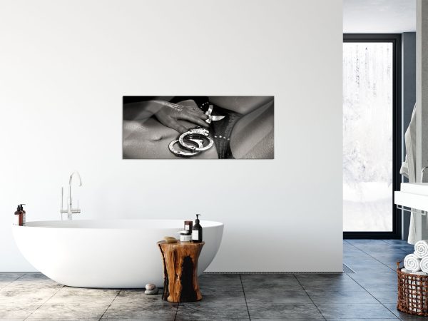 Sexy Frau Nahaufnahme Handschellen, Glasbild Panorama Verkauf – Bild 4