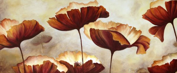 Mohnblumen gezeichnet, Glasbild Panorama Rabatt – Bild 5