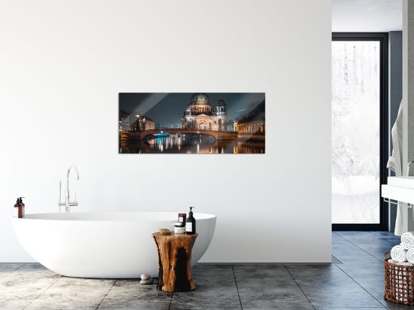 Berliner Dom an der Spree bei Nacht, Glasbild Panorama Verkauf – Bild 4
