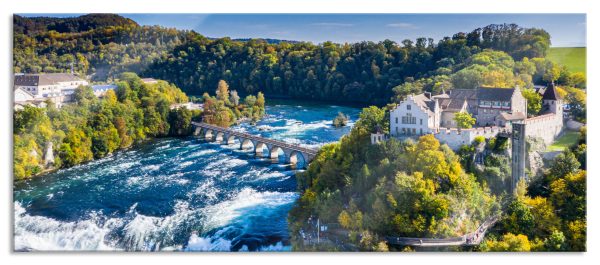 Panorama vom Rheinfall in der Schweiz, Glasbild Panorama Zu verkaufen