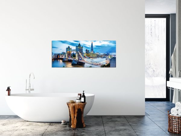Beleuchtete Tower Bridge am Abend, Glasbild Panorama Schn?ppchen – Bild 4
