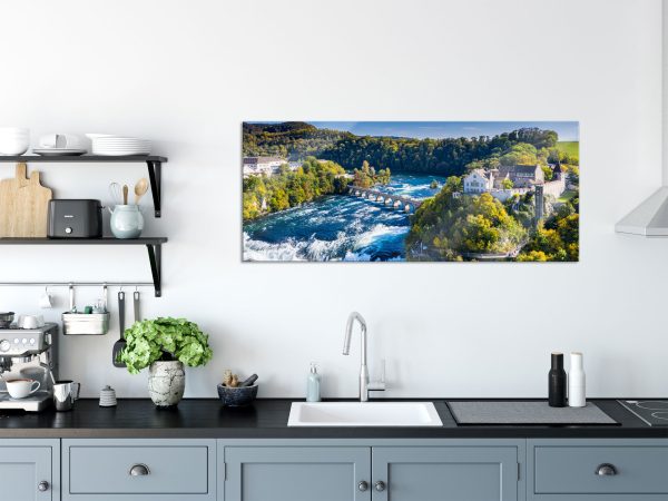 Panorama vom Rheinfall in der Schweiz, Glasbild Panorama Zu verkaufen – Bild 3